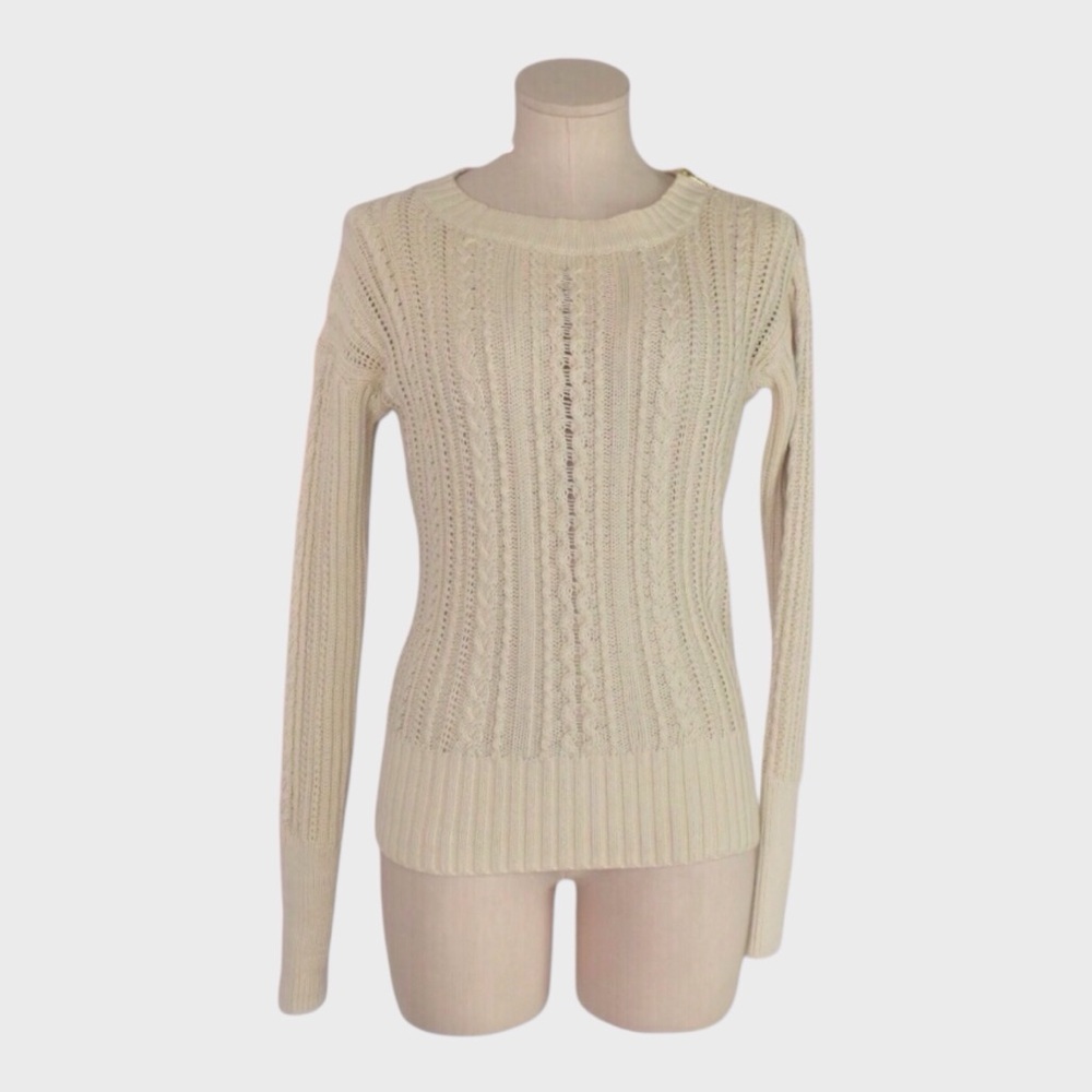 J Crew Shoulder Zip Cable Knit Sweater